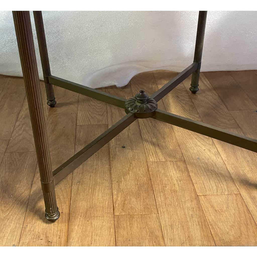 1950/70′ Paire De Tables Basses Rondes En Bronze Patiné Style L XVI