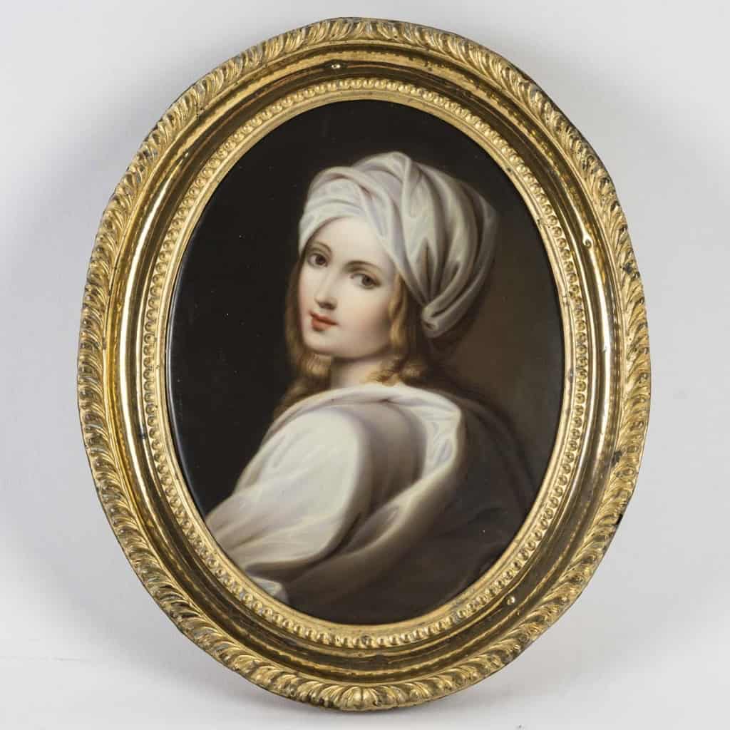 Miniature peinte sur porcelaine d’après Guido Reni : Portrait de Béatrice Cenci, travail français du XIXe siècle | Biron ||||||||