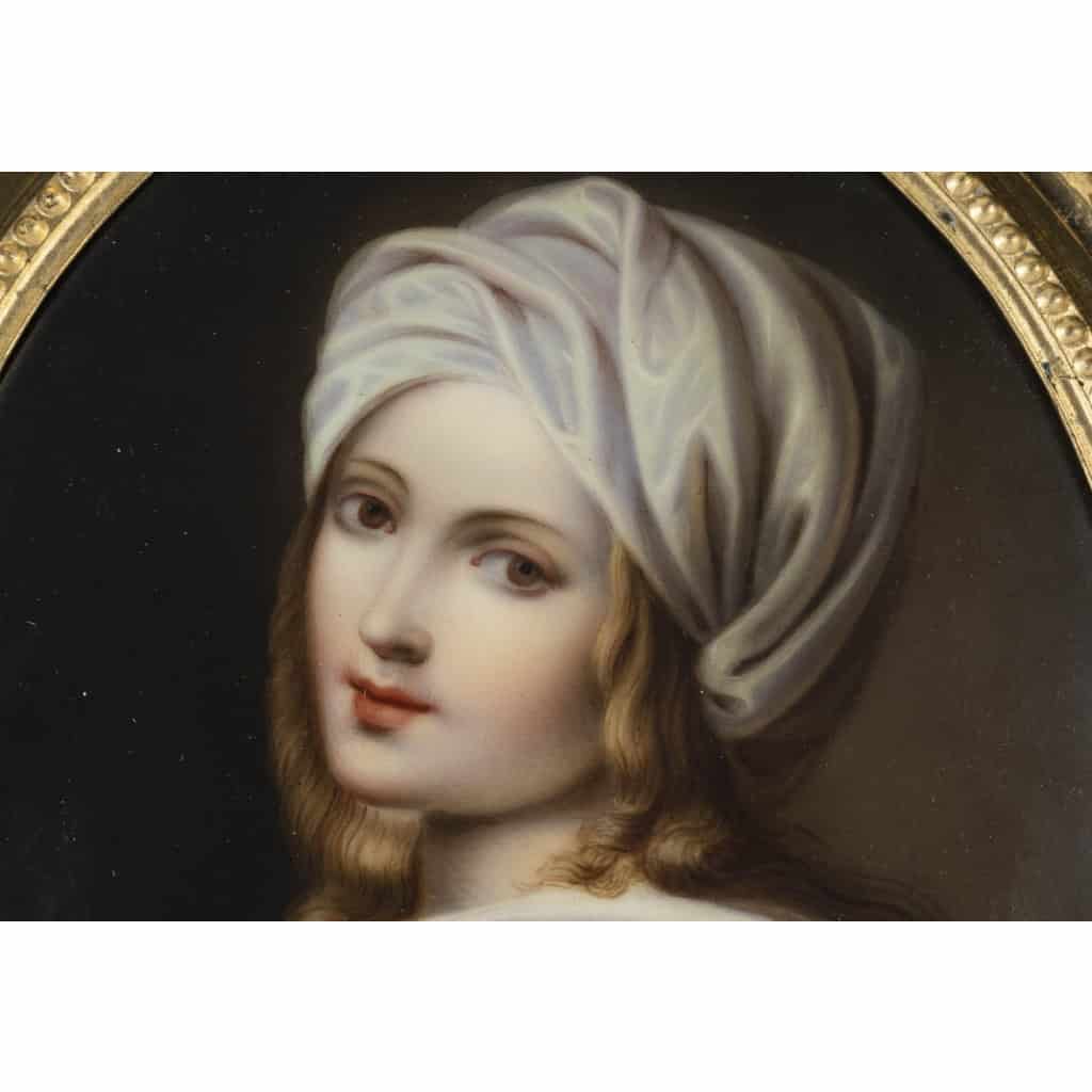 Miniature peinte sur porcelaine d’après Guido Reni : Portrait de Béatrice Cenci, travail français du XIXe siècle | Biron Miniature peinte sur porcelaine d'après Guido Reni : Portrait de Béatrice Cenci, travail français du XIXe siècle