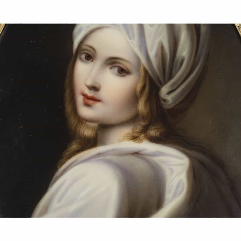 Miniature peinte sur porcelaine d’après Guido Reni : Portrait de Béatrice Cenci, travail français du XIXe siècle | Biron Miniature peinte sur porcelaine d'après Guido Reni : Portrait de Béatrice Cenci, travail français du XIXe siècle