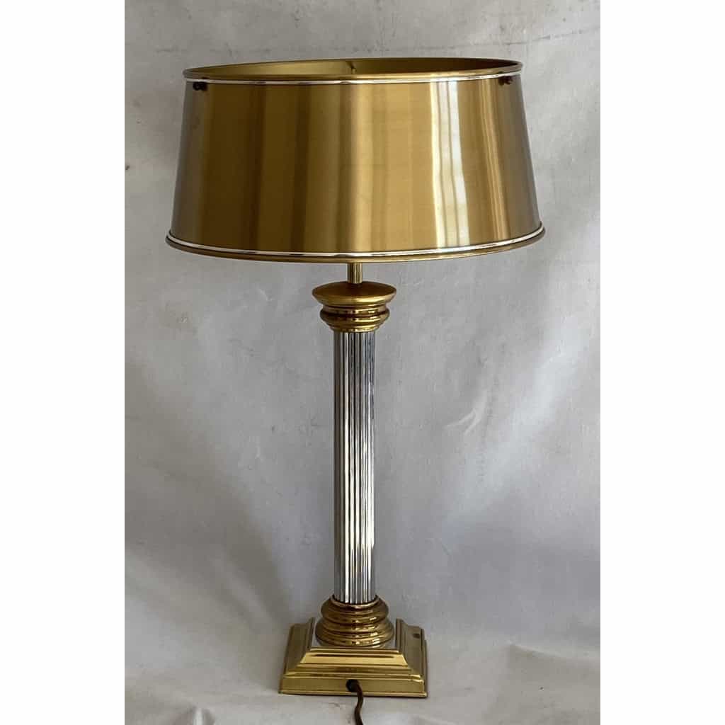1970′ Lampe En Bronze Doré Et Nickelé Style Charles Non Signée | Biron |||||||||||