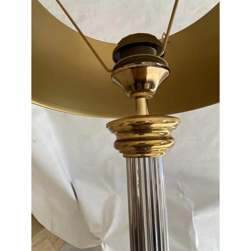 1970′ Lampe En Bronze Doré Et Nickelé Style Charles Non Signée | Biron 1970′ Lampe En Bronze Doré Et Nickelé Style Charles Non Signée