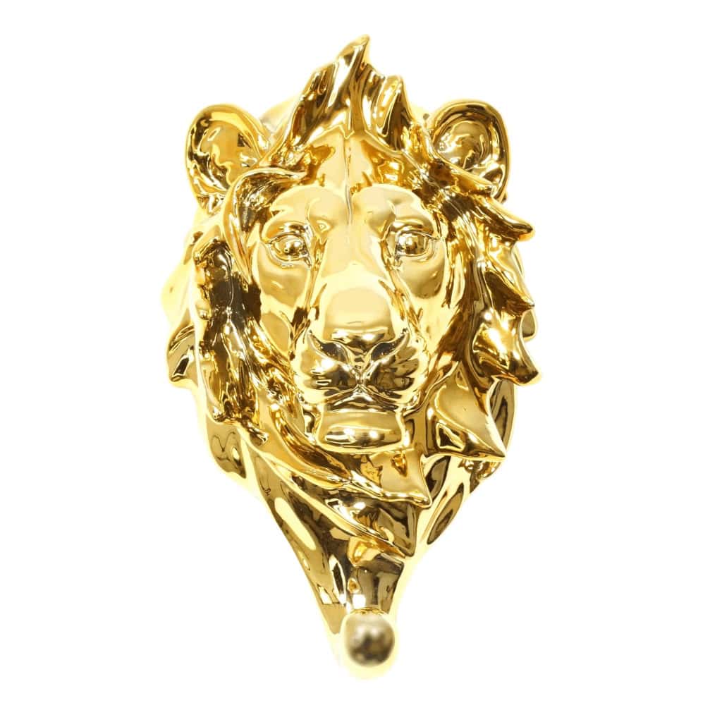 Sculpture en bronze doré, porte serviette représentant la tête d’un Lion, XXème siècle | Biron |||||||