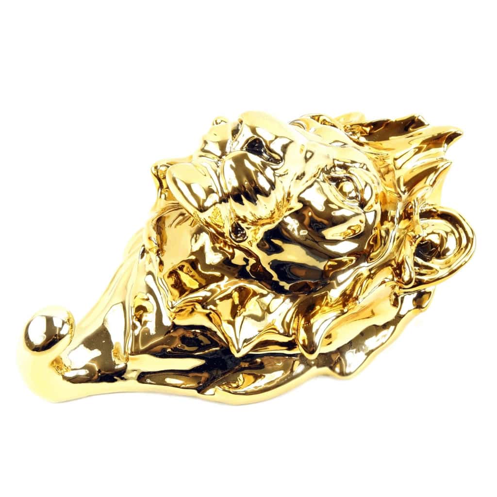 Sculpture en bronze doré, porte serviette représentant la tête d’un Lion, XXème siècle | Biron Sculpture en bronze doré, porte serviette représentant la tête d’un Lion, XXème siècle