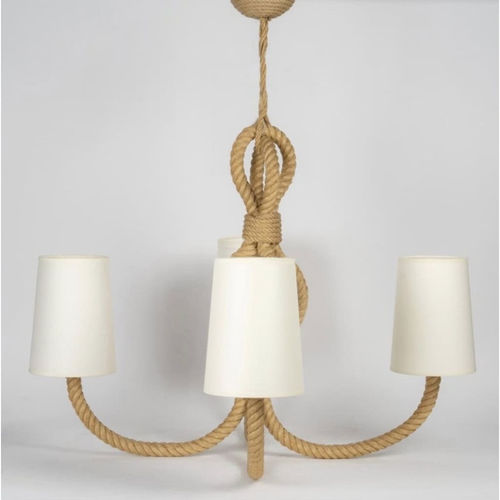 1950 Grand Lustre en Corde Adrien Audoux & Frida Minet | Biron 1950 Grand Lustre en Corde Adrien Audoux & Frida Minet