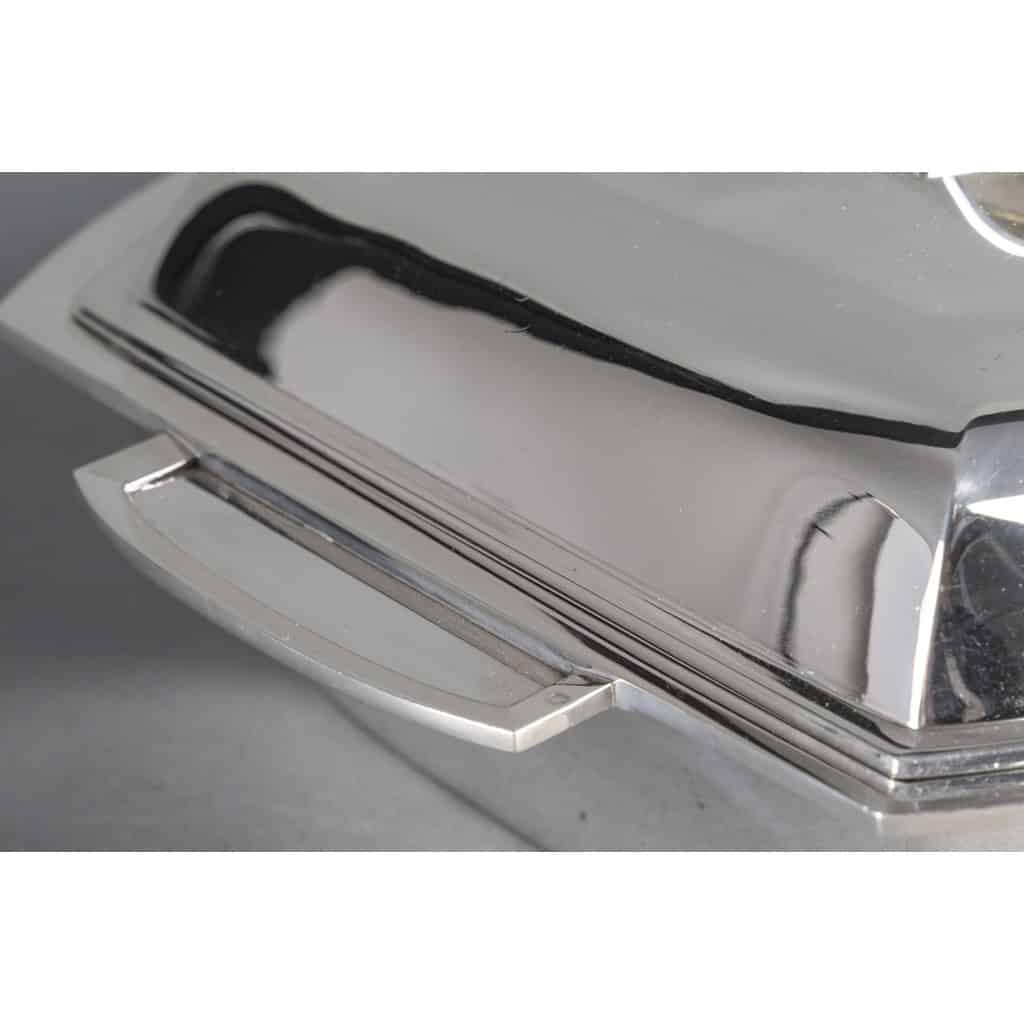 CHRISTOFLE – SOUPIERE MODERNISTE SUR SON PLATEAU EN ARGENT MASSIF ART DECO | Biron CHRISTOFLE - SOUPIERE MODERNISTE SUR SON PLATEAU EN ARGENT MASSIF ART DECO
