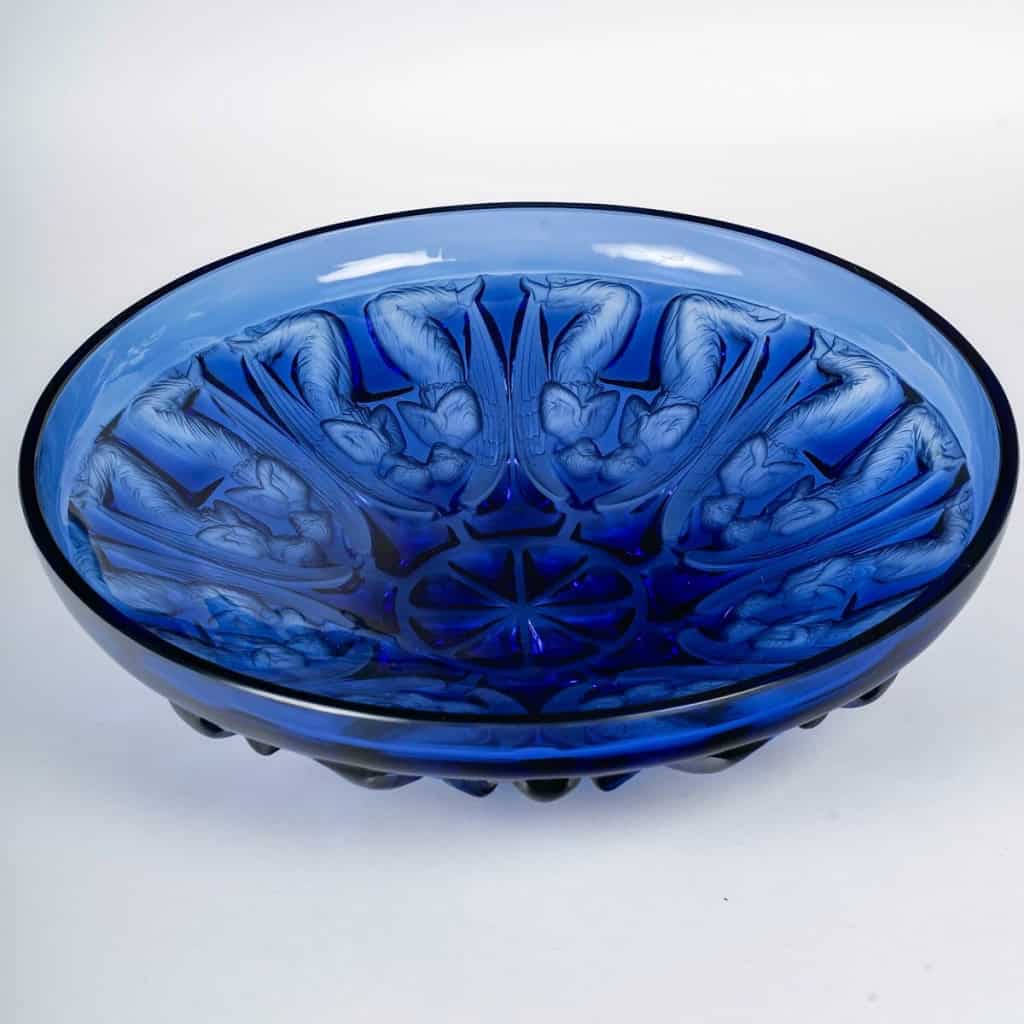 Coupe « Anges » verre bleu saphir de René LALIQUE | Biron ||||||