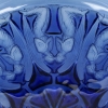 Coupe « Anges » verre bleu saphir de René LALIQUE | Biron Coupe "Anges" verre bleu saphir de René LALIQUE