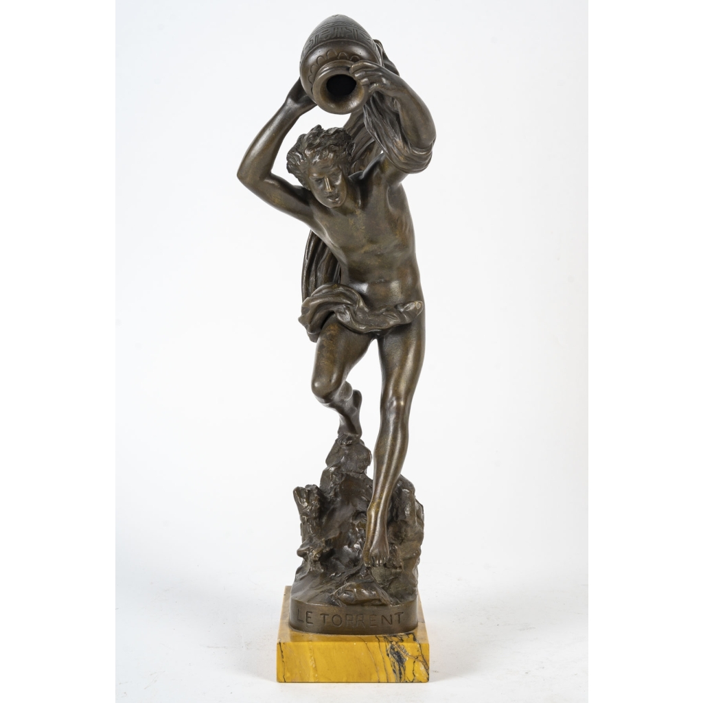 Sculpture de U.Basset, Le Torrent, sculpture en bronze, XIXème siècle, Napoléon III | Biron Sculpture de U.Basset, Le Torrent, sculpture en bronze, XIXème siècle, Napoléon III