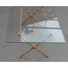 1950/70 Table Basse en Bronze Doré Maison Baguès Modèle Bambou, Entretoise, Plateau en Verre Vissé