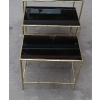 1950/70 Série de 3 Tables Gigognes Modèle Bambou avec Opaline Noire Maison Baguès