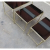 1950/70 Série de 3 Tables Gigognes Modèle Bambou avec Opaline Noire Maison Baguès