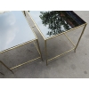 1950/70 Série de 3 Tables Gigognes Modèle Bambou avec Opaline Noire Maison Baguès