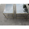 1950/70 Série de 3 Tables Gigognes Modèle Bambou avec Opaline Noire Maison Baguès