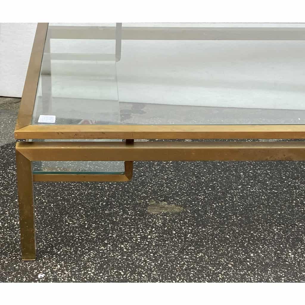 1970′ Table Basse Rectangulaire Guy Lefevre Pour Jansen En Laiton Et Vitres