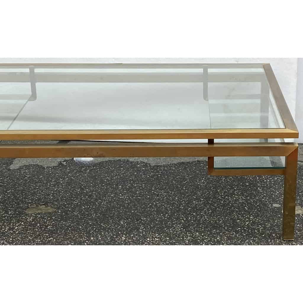 1970′ Table Basse Rectangulaire Guy Lefevre Pour Jansen En Laiton Et Vitres