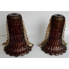 1970′ Paire de Vases Cristal Murano Violine et Or Signés Toso