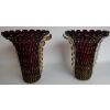 1970′ Paire de Vases Cristal Murano Violine et Or Signés Toso