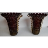1970′ Paire de Vases Cristal Murano Violine et Or Signés Toso