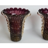 1970′ Paire de Vases Cristal Murano Violine et Or Signés Toso