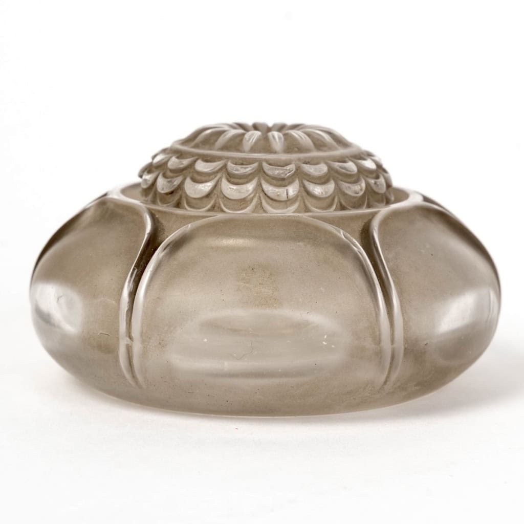 Encrier « Nénuphar » verre blanc patiné gris de René LALIQUE | Biron |||||||