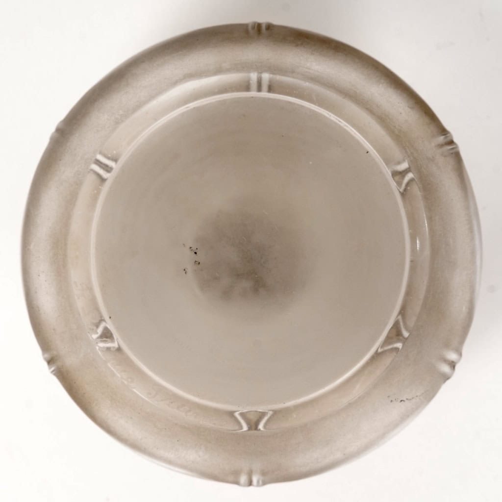 Encrier « Nénuphar » verre blanc patiné gris de René LALIQUE | Biron Encrier "Nénuphar" verre blanc patiné gris de René LALIQUE