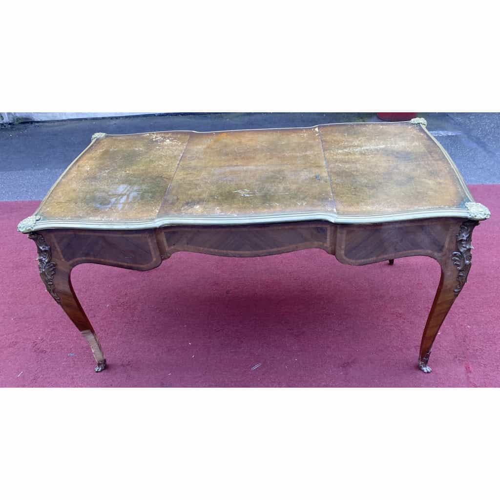 1880/1900 Bureau Plat Napoléon III Forme Arbalète à Restaurer | Biron 1880/1900 Bureau Plat Napoléon III Forme Arbalète à Restaurer