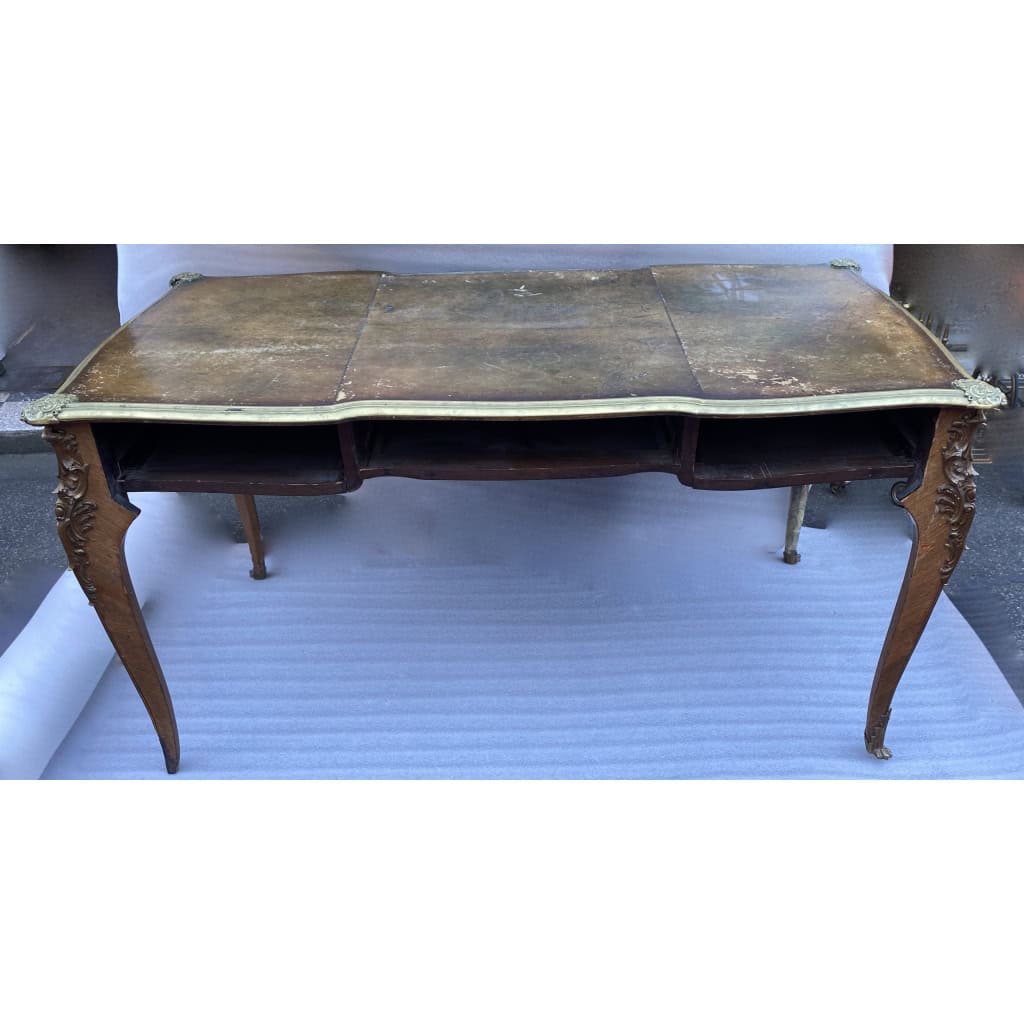 1880/1900 Bureau Plat Napoléon III Forme Arbalète à Restaurer | Biron 1880/1900 Bureau Plat Napoléon III Forme Arbalète à Restaurer