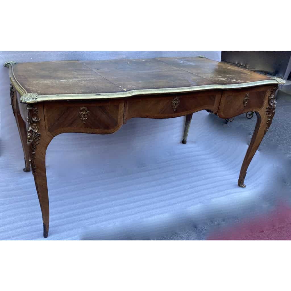 1880/1900 Bureau Plat Napoléon III Forme Arbalète à Restaurer | Biron 1880/1900 Bureau Plat Napoléon III Forme Arbalète à Restaurer