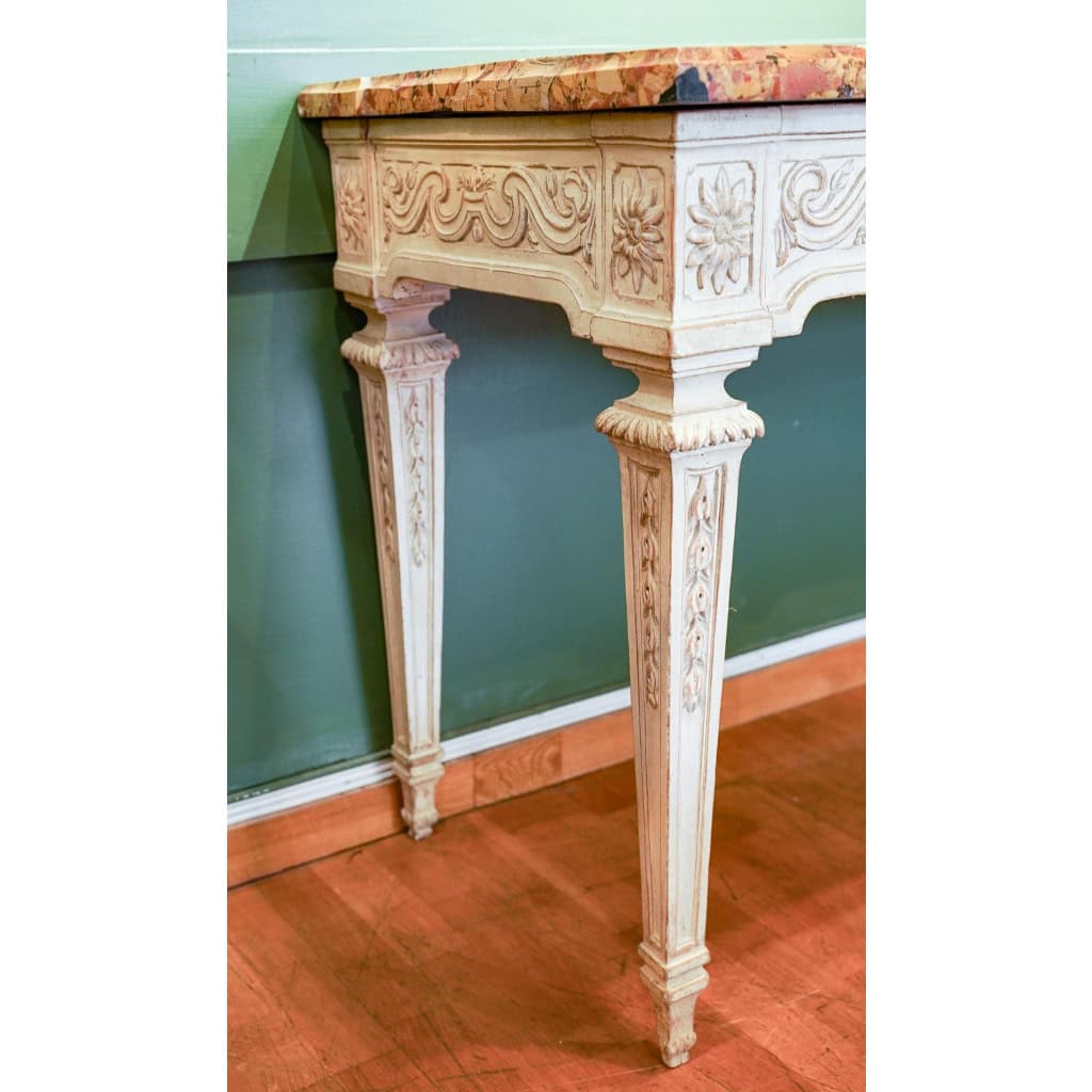 Console Louis en bois peint du 18ème siècle. | Biron Console Louis en bois peint du 18ème siècle.