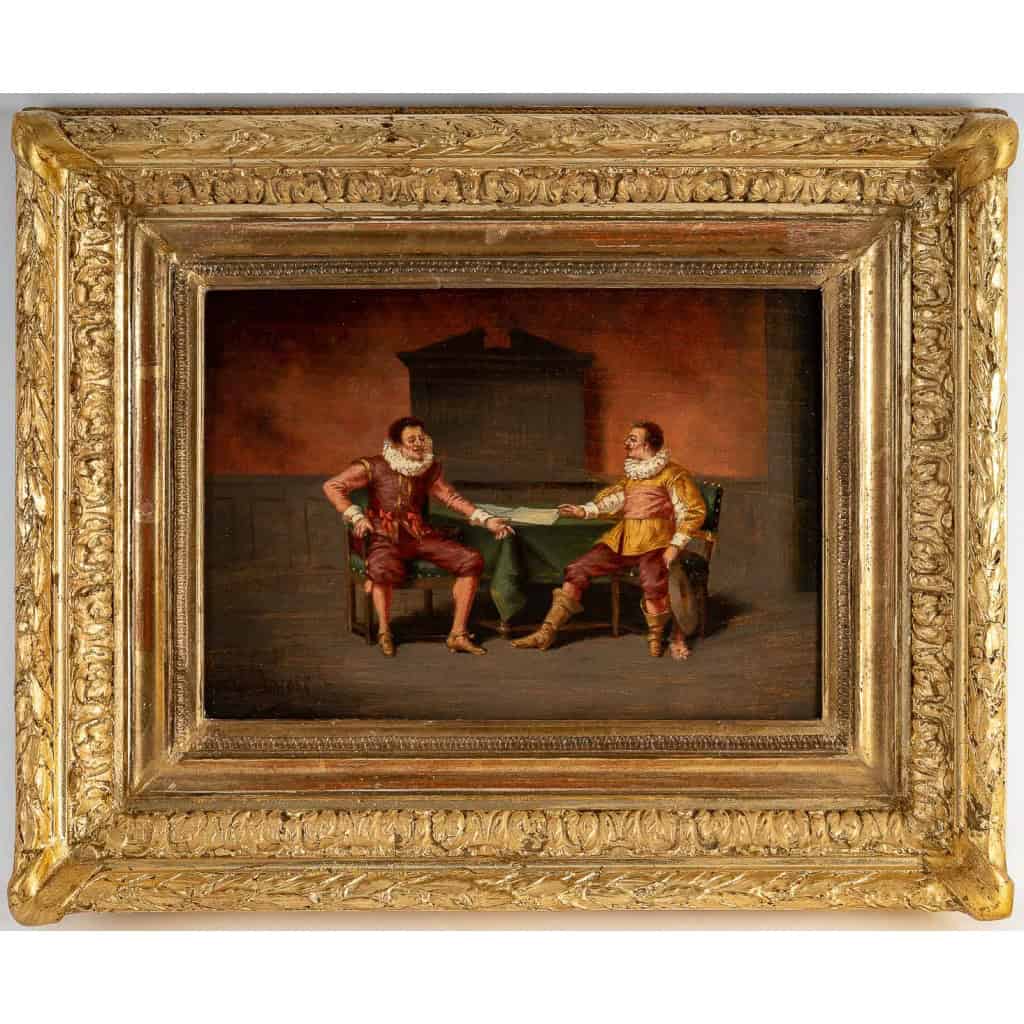 Ludger Larose (1868-1915) Le Tête à Tête huile sur bois XIXème siècle | Biron MLD Antiquités|MLD Antiquités|MLD Antiquités|MLD Antiquités|MLD Antiquités|MLD Antiquités|MLD Antiquités|MLD Antiquités||