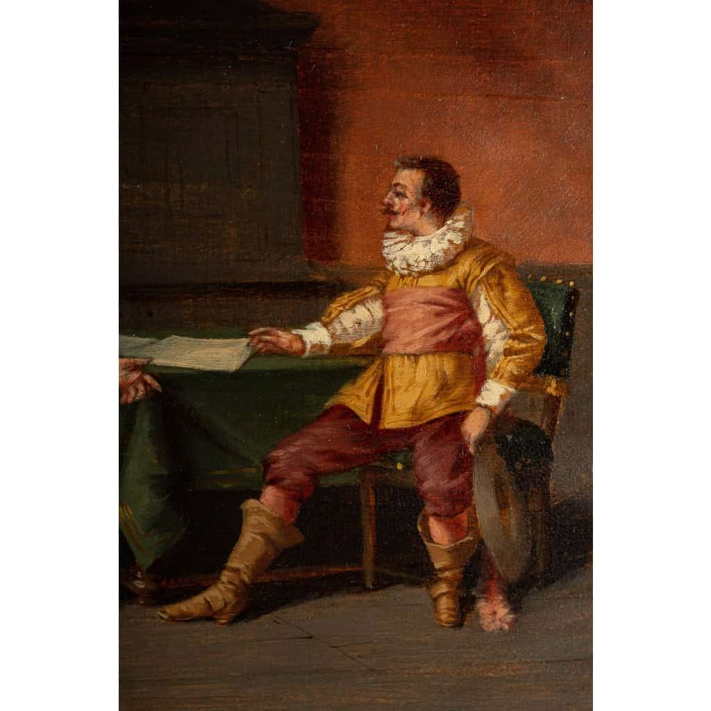 Ludger Larose (1868-1915) Le Tête à Tête huile sur bois XIXème siècle | Biron Ludger Larose (1868-1915) Le Tête à Tête huile sur bois XIXème siècle