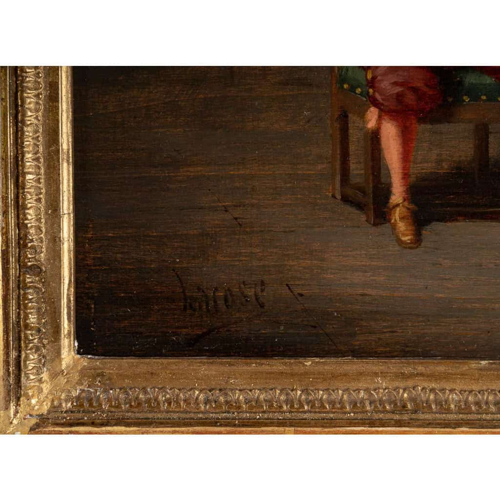Ludger Larose (1868-1915) Le Tête à Tête huile sur bois XIXème siècle | Biron Ludger Larose (1868-1915) Le Tête à Tête huile sur bois XIXème siècle