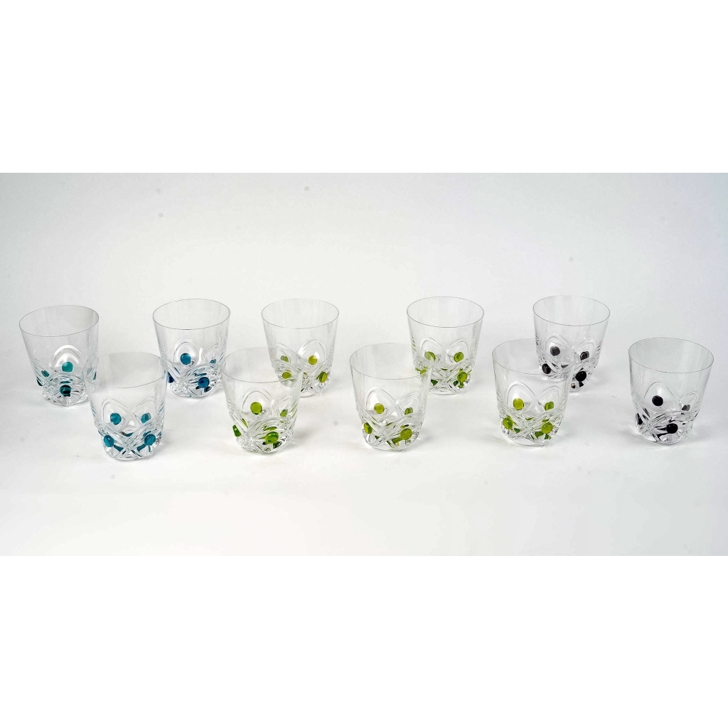 Service « Floride » cristal blanc et coloré de LALIQUE France – 10 pièces | Biron |||||||||||