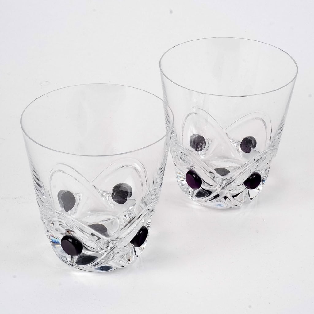 Service « Floride » cristal blanc et coloré de LALIQUE France – 10 pièces | Biron Service "Floride" cristal blanc et coloré de LALIQUE France - 10 pièces