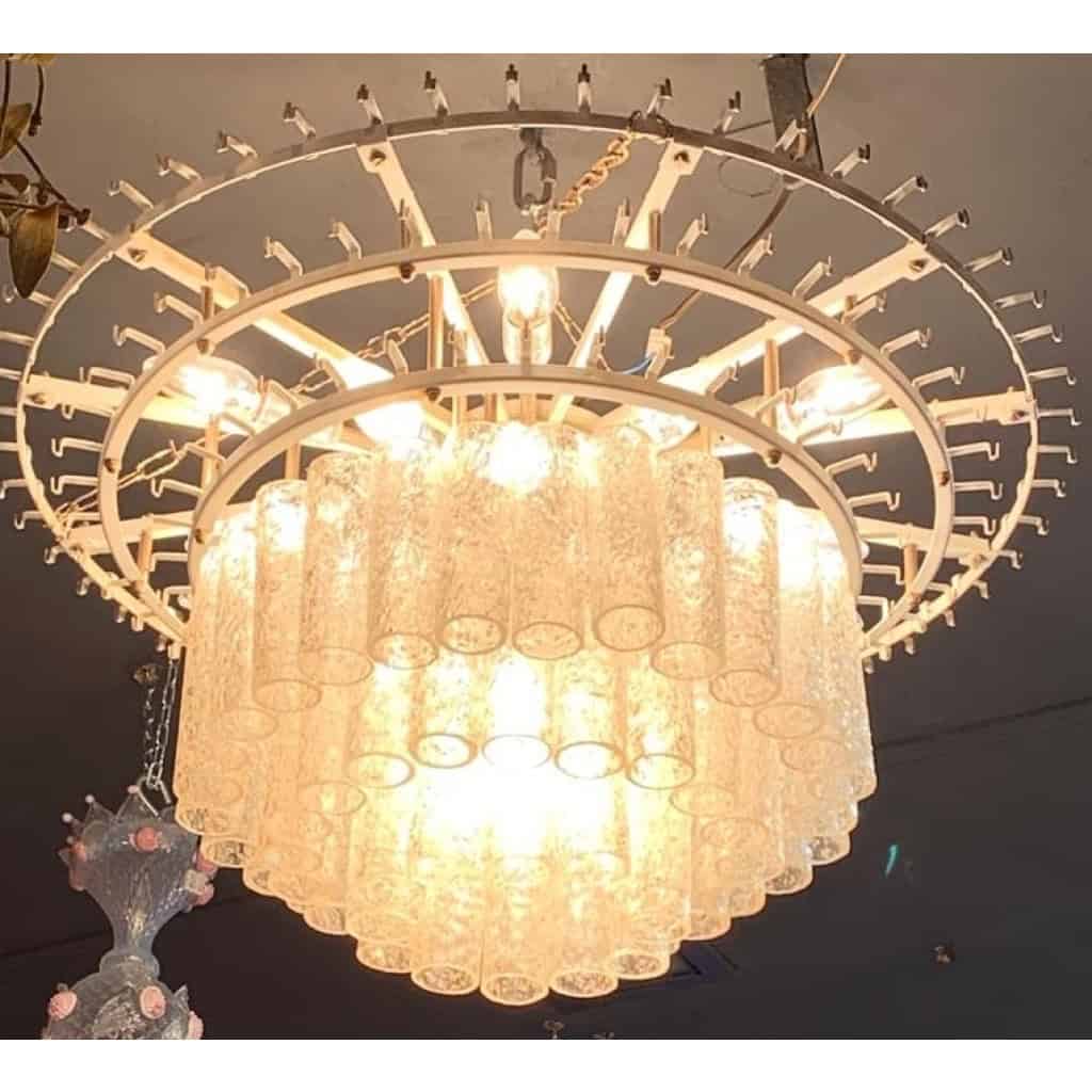 1960/70′ Paire de Lustres Venini Murano Doria Diamètre 74 cm 6 Niveaux 194 Cristaux | Biron 1960/70′ Paire de Lustres Venini Murano Doria Diamètre 74 cm 6 Niveaux 194 Cristaux
