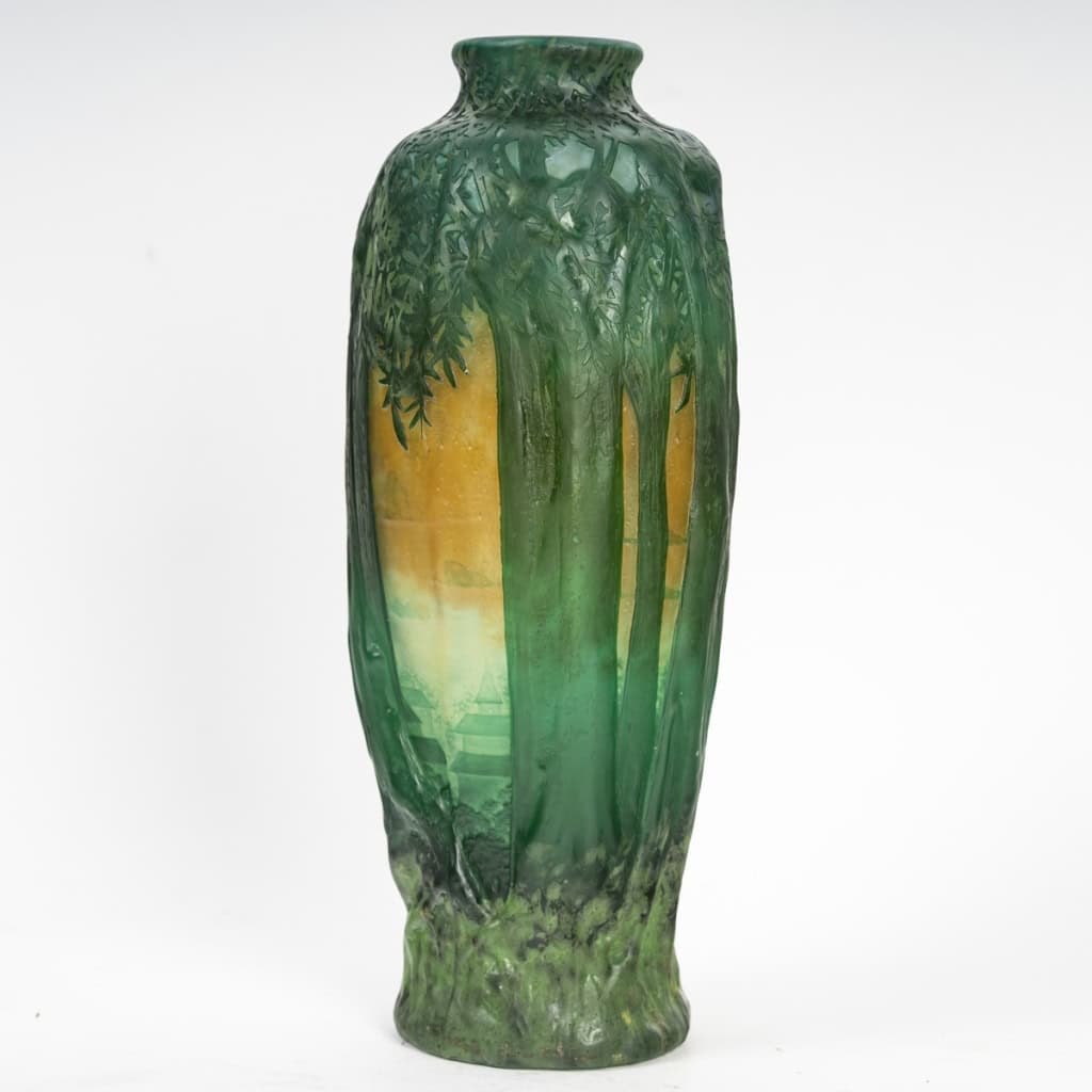 Daum Nancy – Vase Soufflé Moulé à Décor D’arbres Devant Un Paysage, Pâte De Verre Art Nouveau | Biron ||||||||