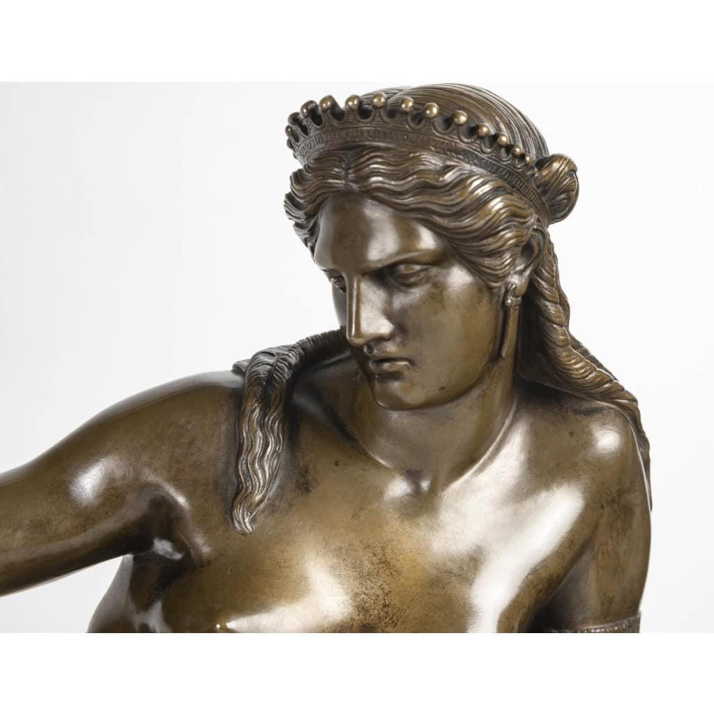 Bronze Représentant Cleopatre Allongée, Fonte De Barbedienne, époque Napoléon III | Biron Bronze Représentant Cleopatre Allongée, Fonte De Barbedienne, époque Napoléon III