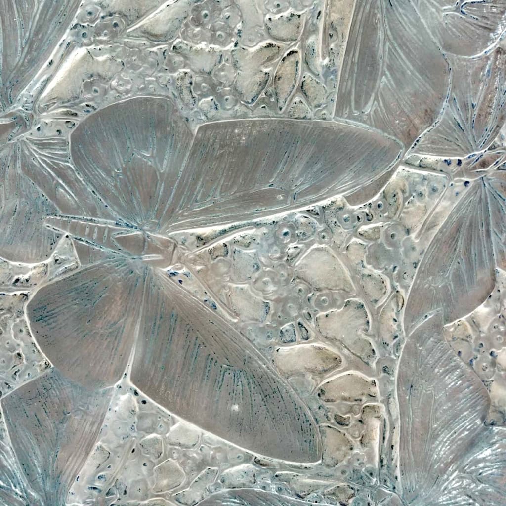 Coffret « Papillons » palissandre et verre blanc patiné bleu sur clinquant argent de René LALIQUE | Biron Coffret "Papillons" palissandre et verre blanc patiné bleu sur clinquant argent de René LALIQUE