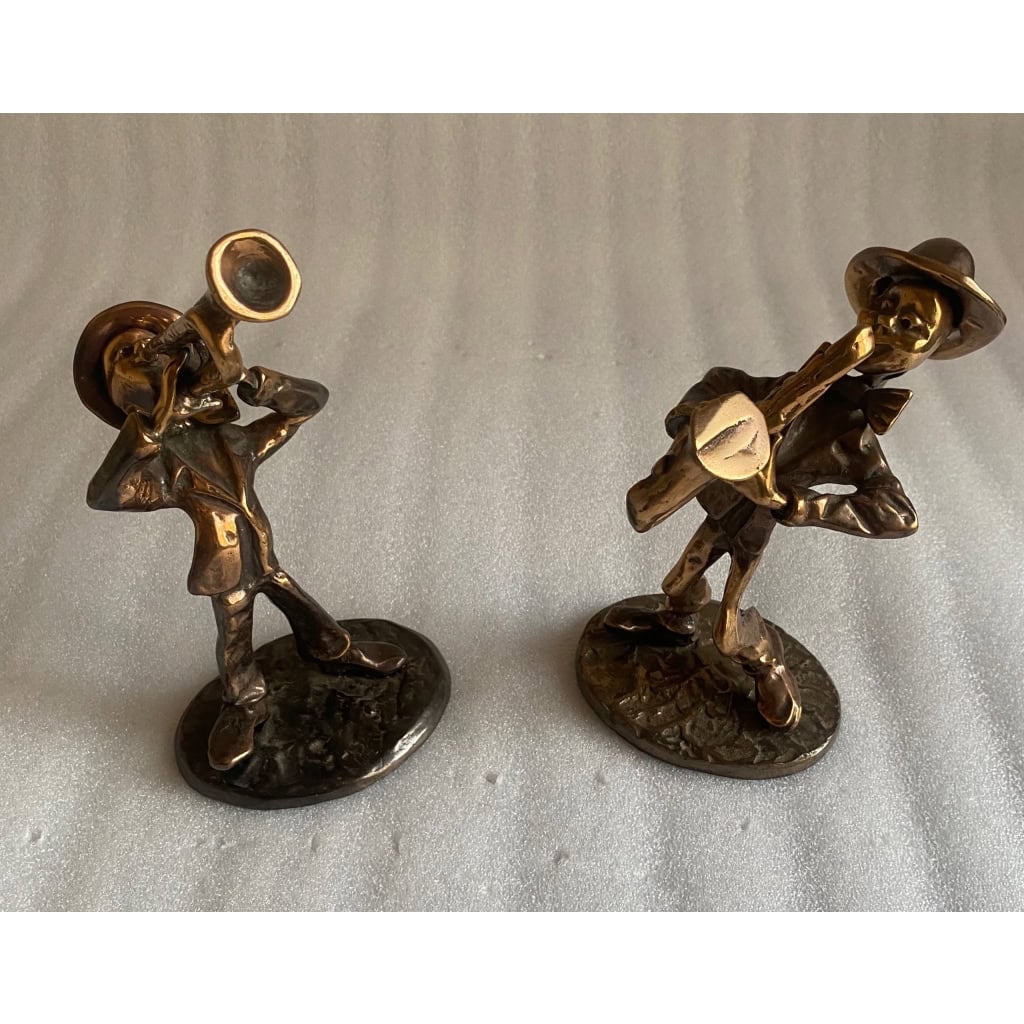 1970/80 Saxophoniste Et Trompettiste En Bronze , Sculptures Signées LOHE | Biron |||||||||||||