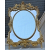1880′ Miroir Napoléon III à Pare-closes et Médaillon Central Ovale Biseauté, aux Anges, Bois et Stuc Doré feuilles D’Or 10
