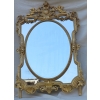 1880′ Miroir Napoléon III à Pare-closes et Médaillon Central Ovale Biseauté, aux Anges, Bois et Stuc Doré feuilles D’Or 14