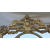 1880′ Miroir Napoléon III à Pare-closes et Médaillon Central Ovale Biseauté, aux Anges, Bois et Stuc Doré feuilles D’Or 16