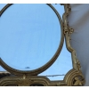 1880′ Miroir Napoléon III à Pare-closes et Médaillon Central Ovale Biseauté, aux Anges, Bois et Stuc Doré feuilles D’Or 17