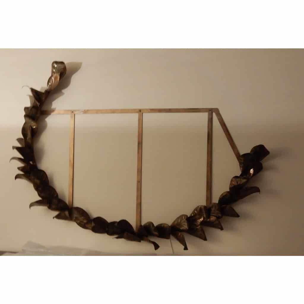 1970/80′ Miroir Éclairant Décor Bambou au Feuillage Style Duval Brasseur Par Barbier Pour Maison Jansen 180 X 140 cm Pièce Unique De Commande | Biron 1970/80′ Miroir Éclairant Décor Bambou au Feuillage Style Duval Brasseur Par Barbier Pour Maison Jansen 180 X 140 cm Pièce Unique De Commande