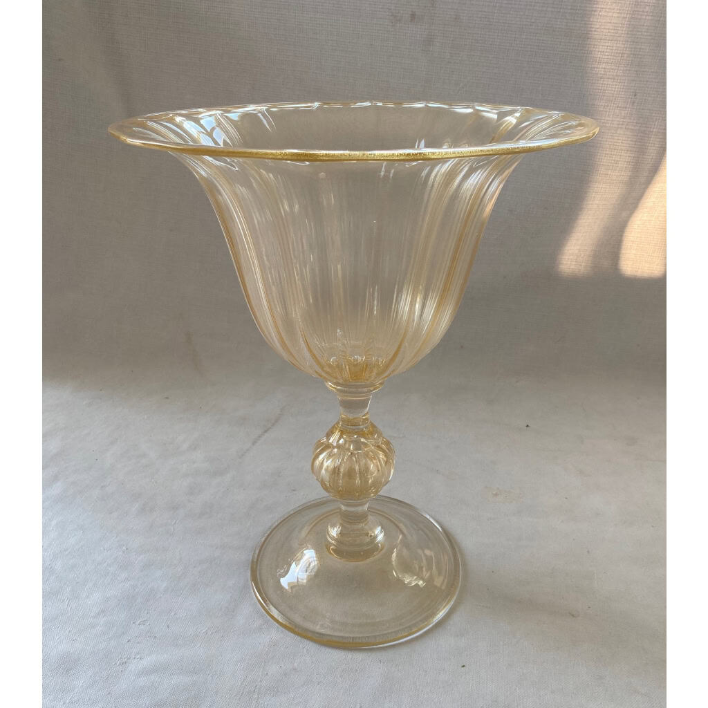 1970/80 ′ Vase Cristal Murano Avec Paillons D’ Or Murano | Biron ||||||||