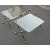1970′ Paire de Tables Aux Têtes de Cygnes en Laiton Avec Plateaux en Verre