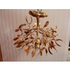 1900′ Lustre Boule de Gui en Bronze Doré Art Nouveau a 3 Lampes Diamètre 43 cm Douilles En Forme De Tulipes | Biron |||||||||||