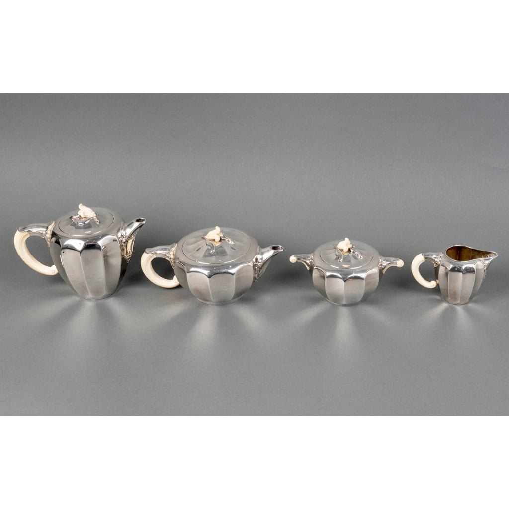 Service Thé et Café Art Nouveau argent et ivoire de Jean E. PUIFORCAT | Biron |||||||||||||||||