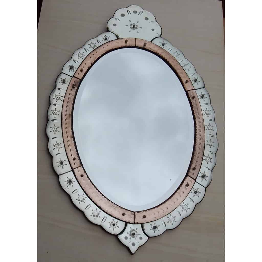 1950/70′ Miroir Vénitien Ovale 2 Couleurs 2